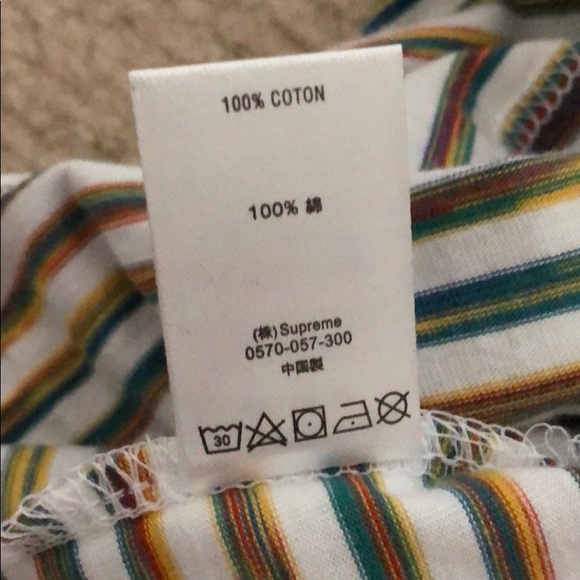Men’s Supreme static striped Tee t shirt white - Picture 8 of 8